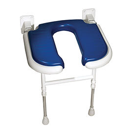 AKW 4000 Series Standard Horseshoe Fold-Up Shower Seat - Blue Medium Image