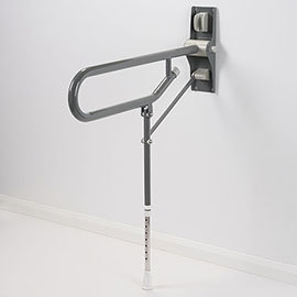AKW Fold-Up Toilet Support Grab Rail with Adjustable Leg - Mid Grey Medium Image