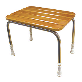 AKW Wooden Slatted Shower Stool Large Image