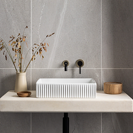 Alana Light Grey Stone Effect Wall and Floor Tiles - 600 x 600mm