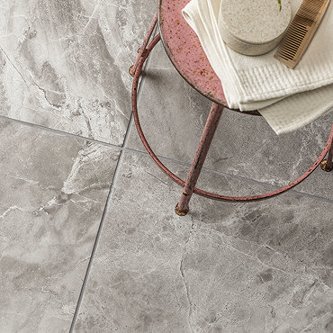 Alaric Dark Grey Stone Effect Floor Tiles - 600 x 600mm