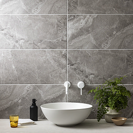 Alaric Dark Grey Stone Effect Wall & Floor Tiles - 300 x 600mm
