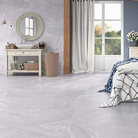 Alaric Light Grey Stone Effect Tiles Floor Tiles - 600 x 600mm Medium Image
