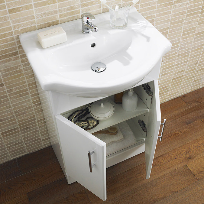Alaska 1150mm Vanity Unit Cloakroom Suite (High Gloss White - Depth 300mm) Feature Large Image