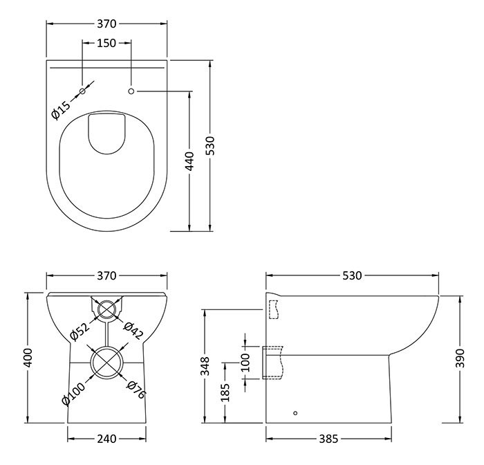 Alaska Back to Wall Toilet Pan with Slim Seat