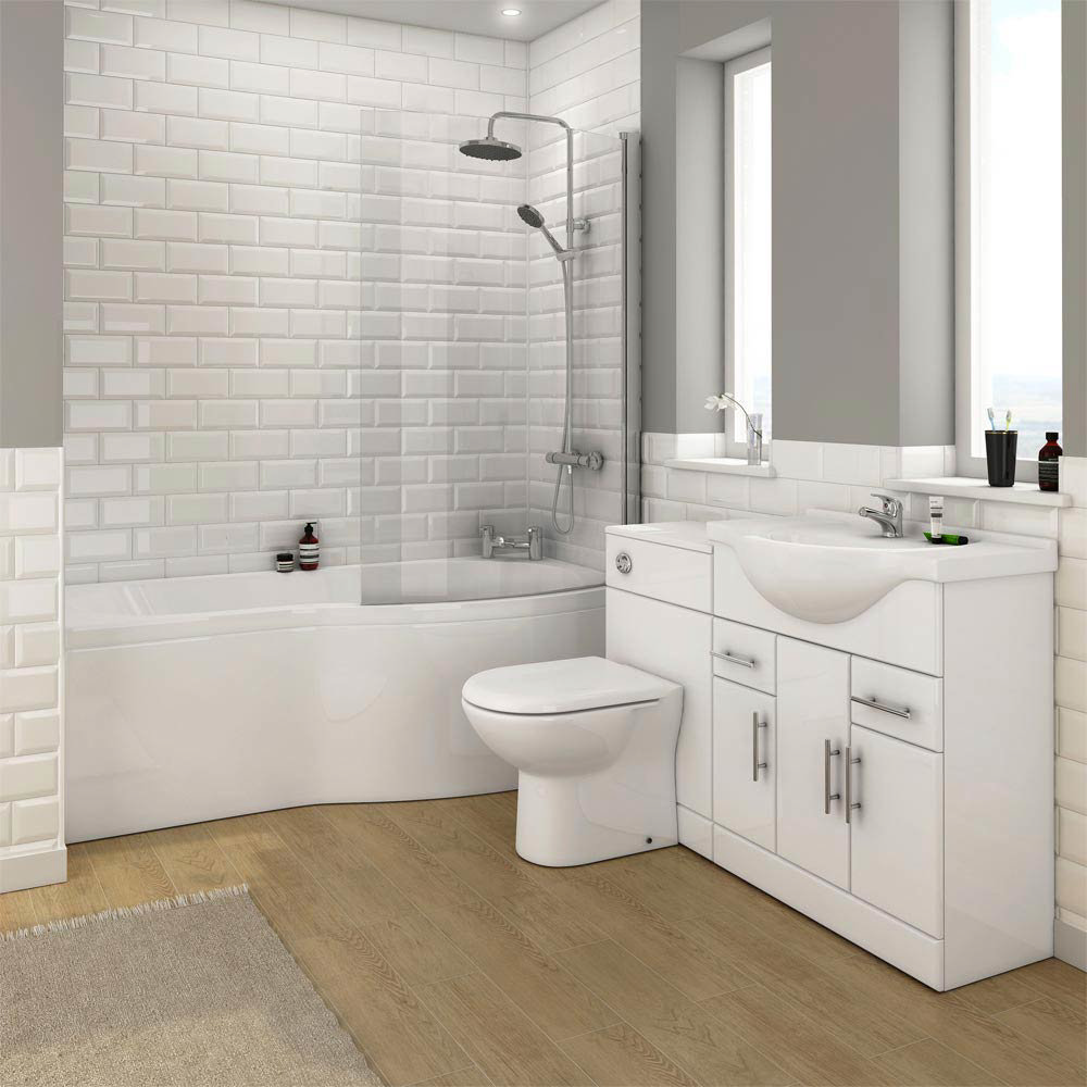 Alaska Bathroom Suite With B-Shaped Shower Bath | Victorian Plumbing