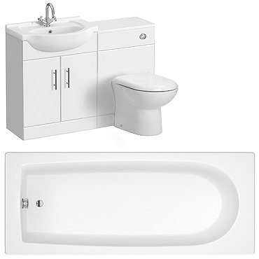 Alaska Gloss White Vanity Unit Suite with 1700 Single Ended Acrylic Bath Profile Large Image