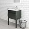 Alassio 600 Gloss Grey Wall Hung 1 Drawer Vanity Unit with Legs Large Image
