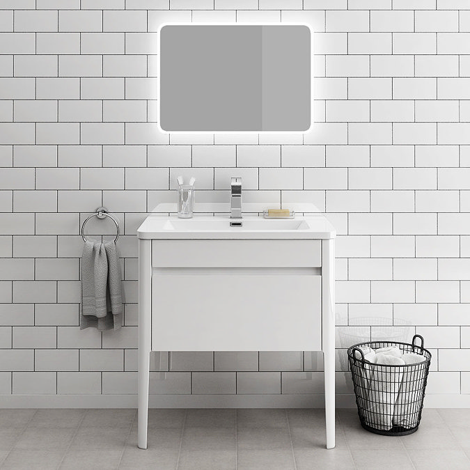 Alassio 800 Gloss White Wall Hung 1 Drawer Vanity Unit with Legs Profile Large Image