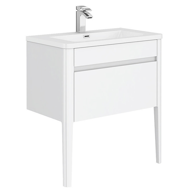 Alassio 800 Gloss White Wall Hung 1 Drawer Vanity Unit with Legs  Feature Large Image