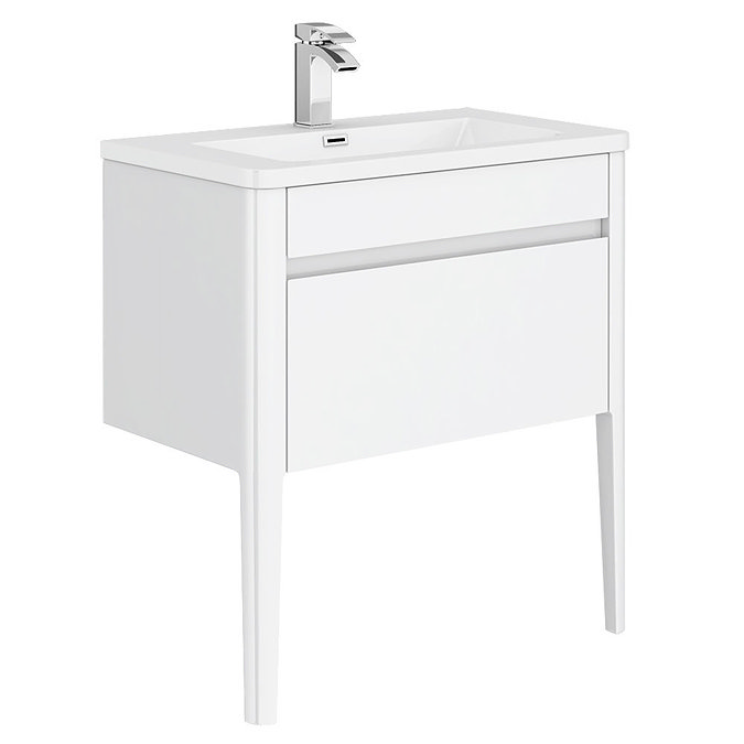 Alassio 800 Gloss White Wall Hung 1 Drawer Vanity Unit with Legs Feature Large Image