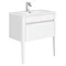 Alassio 800 Gloss White Wall Hung 1 Drawer Vanity Unit with Legs Feature Large Image