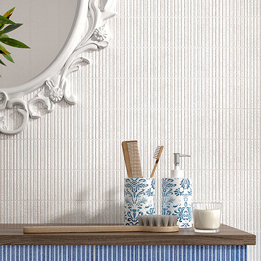 Alassio White Gloss Wall Tiles - 75 x 300mm  Profile Large Image