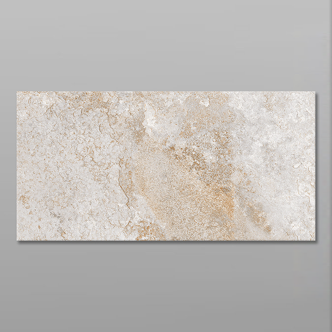 Alban White Stone Effect Wall and Floor Tiles - 300 x 600mm