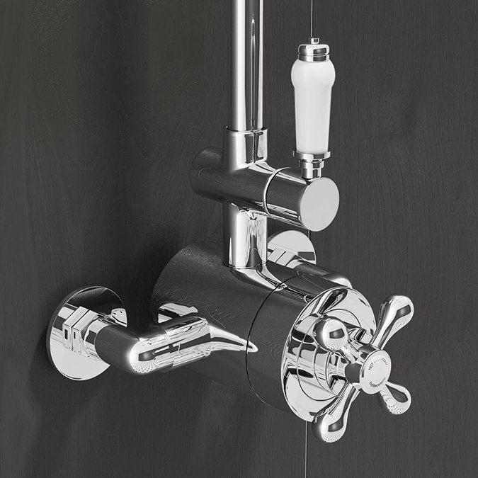 Albert Traditional Exposed Thermostatic Shower Valve - Chrome Profile Large Image