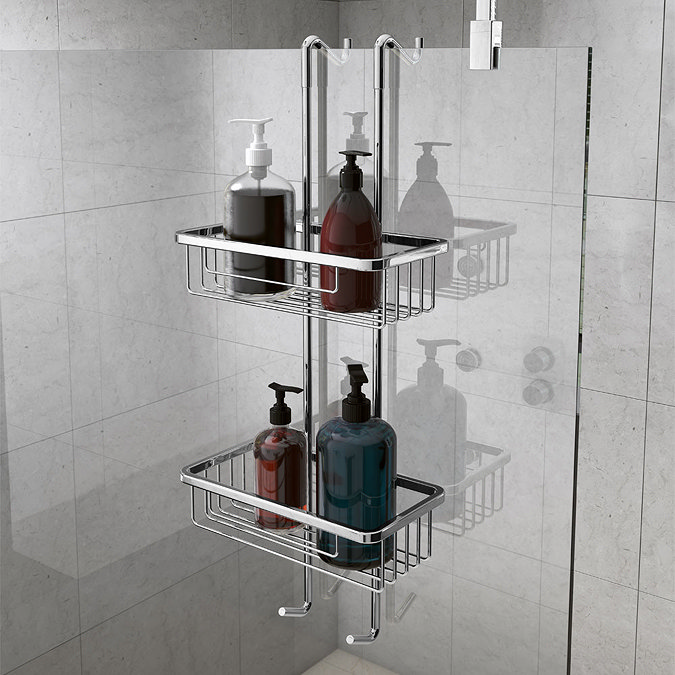Alberta 2 Tier Hanging Shower Caddy - Chrome Large Image