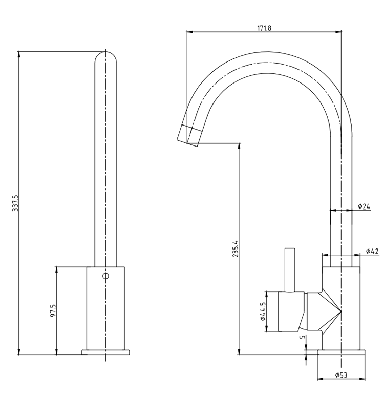 Bower Alberta Modern Kitchen Tap - Chrome