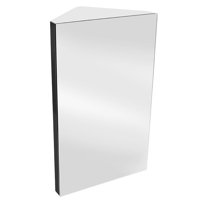 Alberta Polished Stainless Steel Corner Mirror Cabinet Large Image