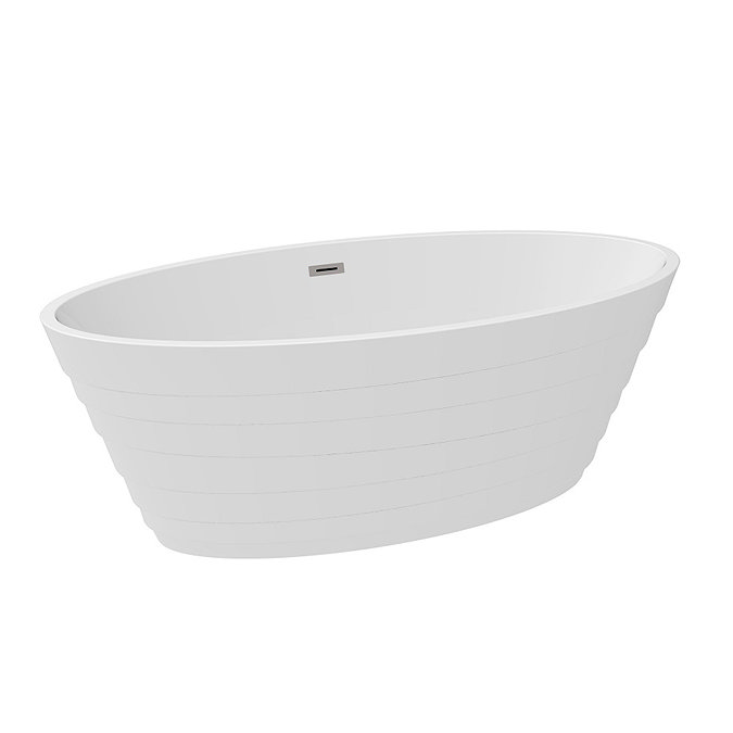 Alcamo 1600 x 805 Curved Ripple Design Bath with Chrome Waste