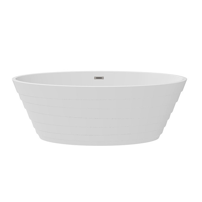 Alcamo 1600 x 805 Curved Ripple Design Bath with Chrome Waste