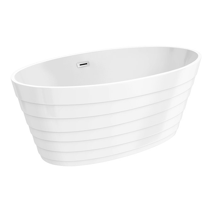 Alcamo 1600 x 805 Curved Ripple Design Bath with Chrome Waste