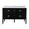 Alchemy 1210mm Floor Standing Vanity Unit - Matt Black with White Granite Worktop & Antique Brass Handles