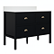 Alchemy 1210mm Floor Standing Vanity Unit - Matt Black with White Granite Worktop & Antique Brass Handles