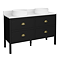 Alchemy 1210mm Floor Standing Vanity Unit - Matt Black with White Granite Worktop & Antique Brass Handles