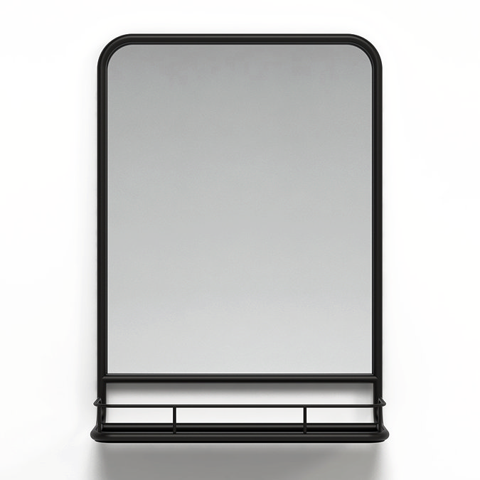 Alchemy 450 x 630mm Framed Mirror with Shelf Matt Black