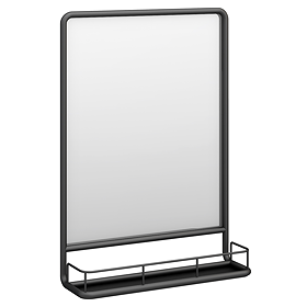 Alchemy 450 x 630mm Framed Mirror with Shelf - Matt Black