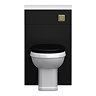 Alchemy 500mm Matt Black WC Unit with Granite Lid & Back-to-Wall Toilet Set - Antique Brass Flush