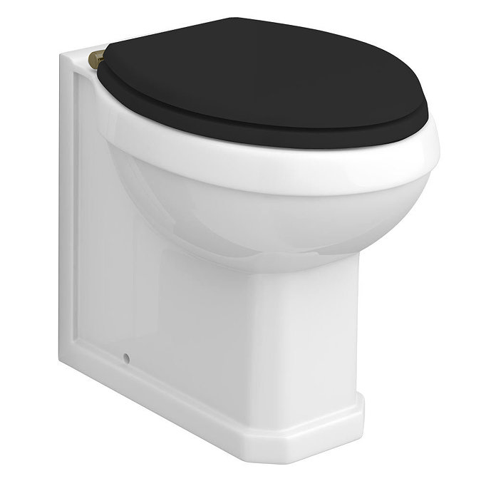 Alchemy 500mm Matt Black WC Unit with Granite Lid & Back-to-Wall Toilet Set - Antique Brass Flush
