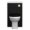 Alchemy 500mm Matt Black WC Unit with Granite Lid & Back to Wall Toilet Set - Brushed Brass Flush