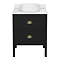 Alchemy 610mm Matt Black Vanity Unit with White Granite Worktop, Antique Brass Handles & Round Countertop Basin