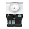 Alchemy 610mm Matt Black Vanity Unit with White Granite Worktop, Antique Brass Handles & Round Countertop Basin