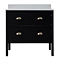 Alchemy 800mm Floor Standing Vanity Unit – Matt Black with White Granite Worktop & Antique Brass Handles