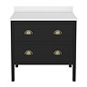 Alchemy 810mm Floor Standing Vanity Unit - Matt Black with White Granite Worktop & Antique Brass Handles