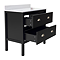 Alchemy 800mm Floor Standing Vanity Unit – Matt Black with White Granite Worktop & Antique Brass Handles