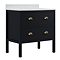 Alchemy 800mm Floor Standing Vanity Unit – Matt Black with White Granite Worktop & Antique Brass Handles