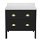 Alchemy 810mm Floor Standing Vanity Unit - Matt Black with White Granite Worktop & Brushed Brass Handles
