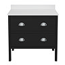 Alchemy 810mm Floor Standing Vanity Unit - Matt Black with White Granite Worktop & Chrome Handles