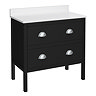 Alchemy 810mm Floor Standing Vanity Unit - Matt Black with White Granite Worktop & Chrome Handles