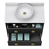Alchemy 810mm Matt Black Vanity Unit with White Granite Worktop, Antique Brass Handles & Round Countertop Basin