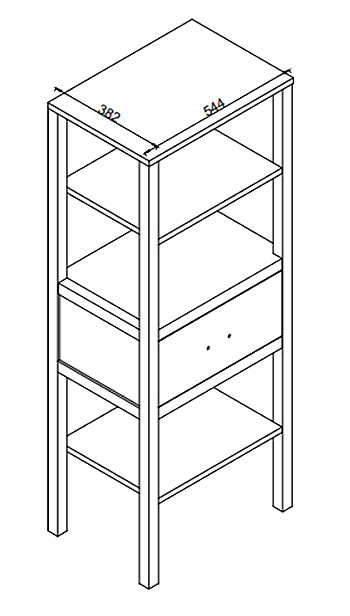 Alchemy Tall Shelf Unit - Matt Black Finish, Display Shelves, Drawer with Chrome Cup Pull
