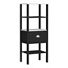 Alchemy Tall Shelf Unit - Matt Black Finish, Display Shelves, Drawer with Chrome Cup Pull