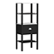 Alchemy Tall Shelf Unit - Matt Black Finish, Display Shelves, Drawer with Chrome Cup Pull