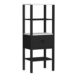 Alchemy Tall Shelf Unit - Matt Black Finish, Display Shelves, Drawer with Matt Black Cup Pull