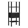Alchemy Tall Shelf Unit - Matt Black Finish, Display Shelves, Drawer with Matt Black Cup Pull