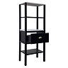 Alchemy Tall Shelf Unit - Matt Black with Antique Brass Handle