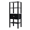 Alchemy Tall Shelf Unit - Matt Black with Antique Brass Handle